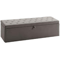 HOMCOM Velvet Storage Bench 140L with Wide Padded Seat, 240kg Capacity, Bedroom Living Room Entrance, Grey