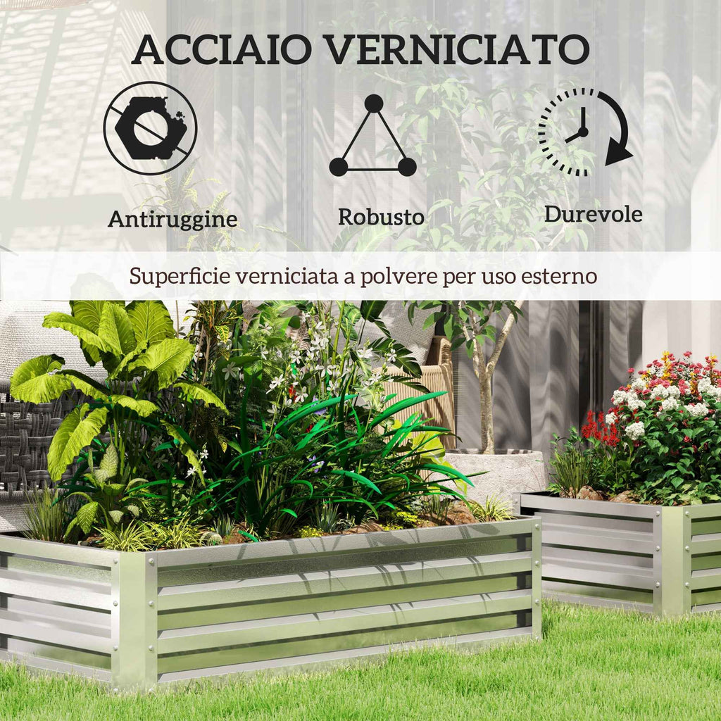 Outsunny Open Bottom Raised Garden Bed with Galvanized Steel Lining, 120x60x30.5 cm, Silver