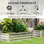 Outsunny Open Bottom Raised Garden Bed with Galvanized Steel Lining, 120x60x30.5 cm, Silver