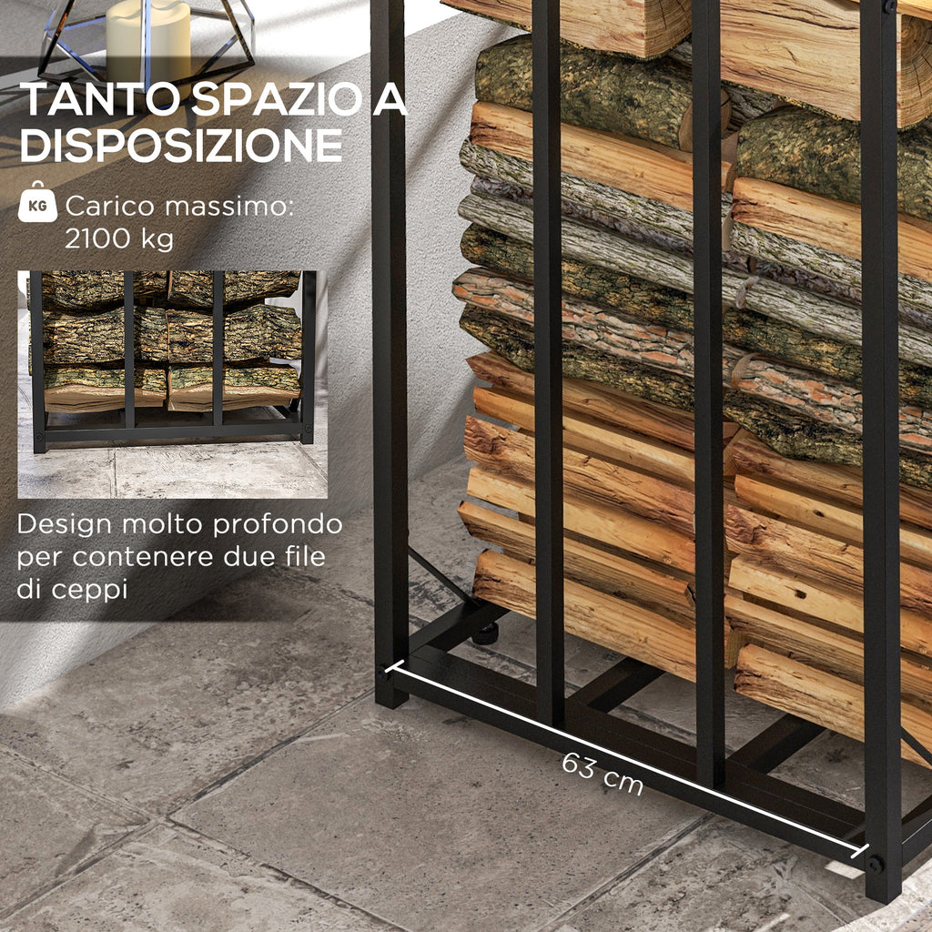 Outdoor Metal Wood Shed with Polycarbonate Roof, 2100kg Capacity, 185x67x185, Black