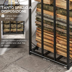 Outdoor Metal Wood Shed with Polycarbonate Roof, 2100kg Capacity, 185x67x185, Black