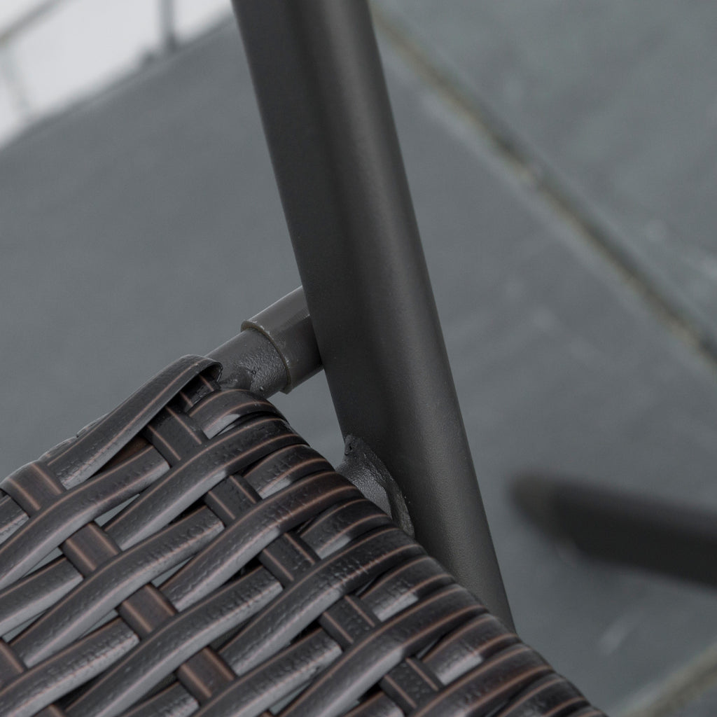 3-Piece Folding Garden Set, PE Rattan and Metal, 2 Chairs and Coffee Table, UV Protection, Balcony Furniture Set, for Patio and Backyard, Black