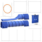 Pawhut Set Agility Dog 7 pieces with whistle and transport bag, plastic and ABS, 89x69x99 cm, blue orange white - Borgè