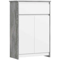 kleankin Freestanding Bathroom Cabinet with Drawer and Double Doors, Grey-White