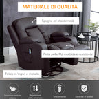 Homcom Campaign Relax Massive and heated with remote control, 85x94x104cm, fake brown leather - Borgè