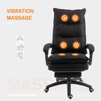 Height Adjustable Office Chair with 6 Massage Points, in Linen Effect Fabric, 70x62x120-130 cm, Black