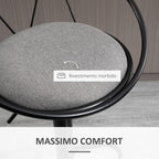 Set of 2 Bar Stools with Backrest and Footrest, Adjustable Height and Padded Seat, Grey