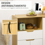 Microwave Cabinet with Open Shelf, Cabinets and Drawer, 90x40x98.5cm White and Wood