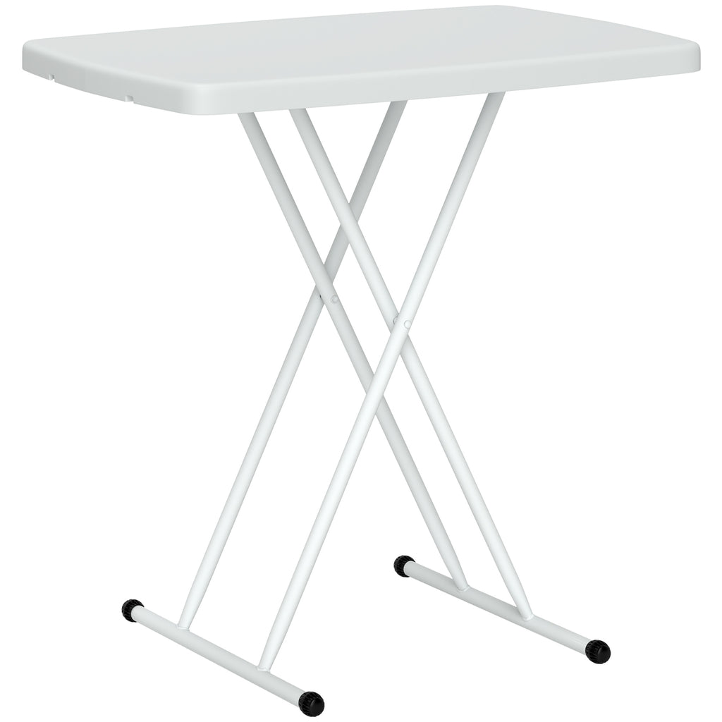 Folding Garden Coffee Table with Adjustable Height, Metal and HDPE, White