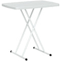 Folding Garden Coffee Table with Adjustable Height, Metal and HDPE, White