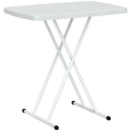 Folding Garden Coffee Table with Adjustable Height, Metal and HDPE, White