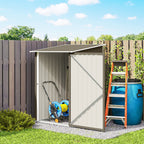 Outsunny Galvanized Steel Garden Shed with Door, 100x104x160 cm, Brown and White