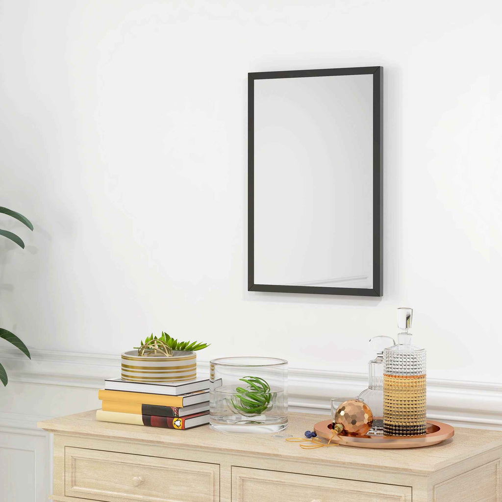 HOMCOM Rectangular Wall Mirror with Hooks, Glass and MDF, 40x60 cm, Black