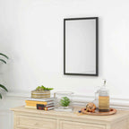 HOMCOM Rectangular Wall Mirror with Hooks, Glass and MDF, 40x60 cm, Black