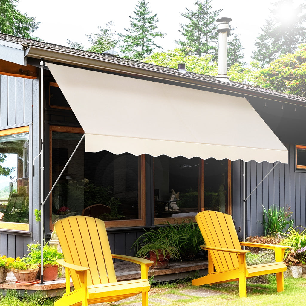 Outsunny 4x1.2m Arm Awning with Crank and Telescopic Structure, Khaki