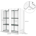 Outsunny Garden Greenhouse with 2 Roll-Up Doors, 3-Tier Shelving and Side Pockets, White and Gray