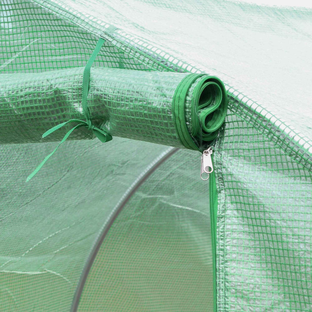 Outsunny PE Greenhouse Cover with 6 Windows, Roll-Up Door and Buried Edges, 3x3x2 m, Green