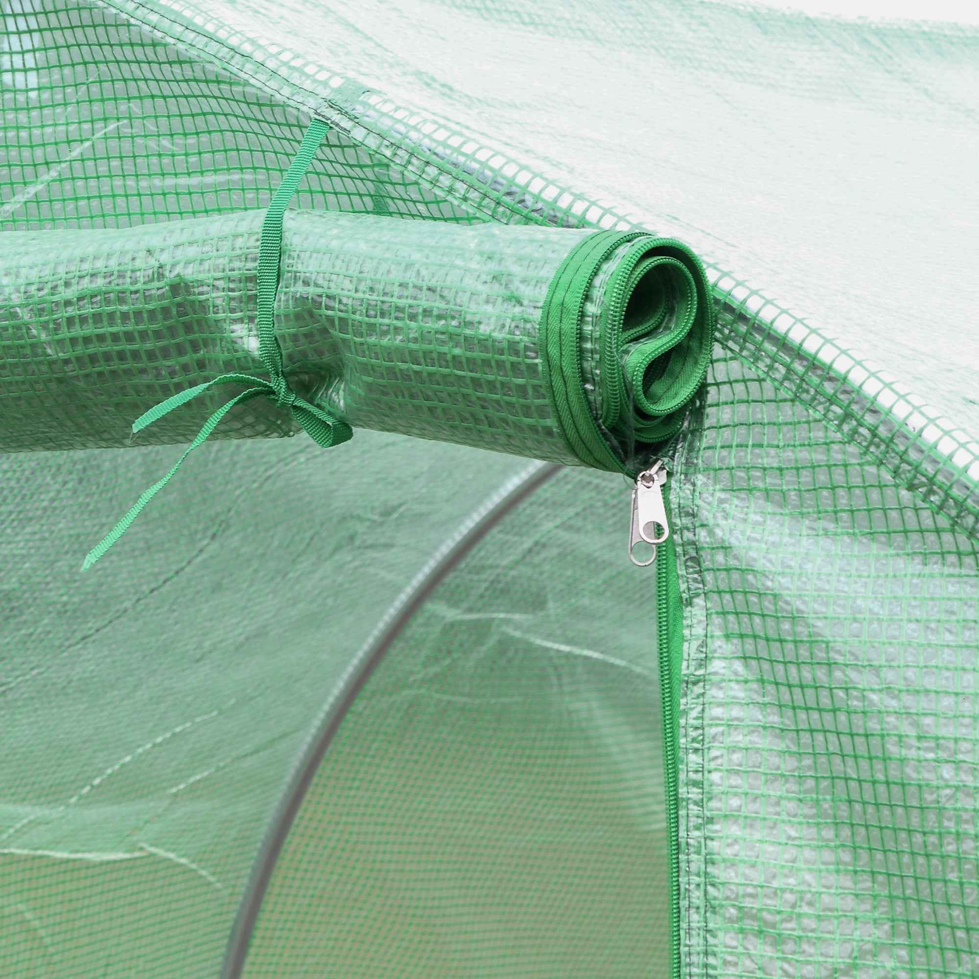 Outsunny PE Greenhouse Cover with 6 Windows, Roll-Up Door and Buried Edges, 3x3x2 m, Green