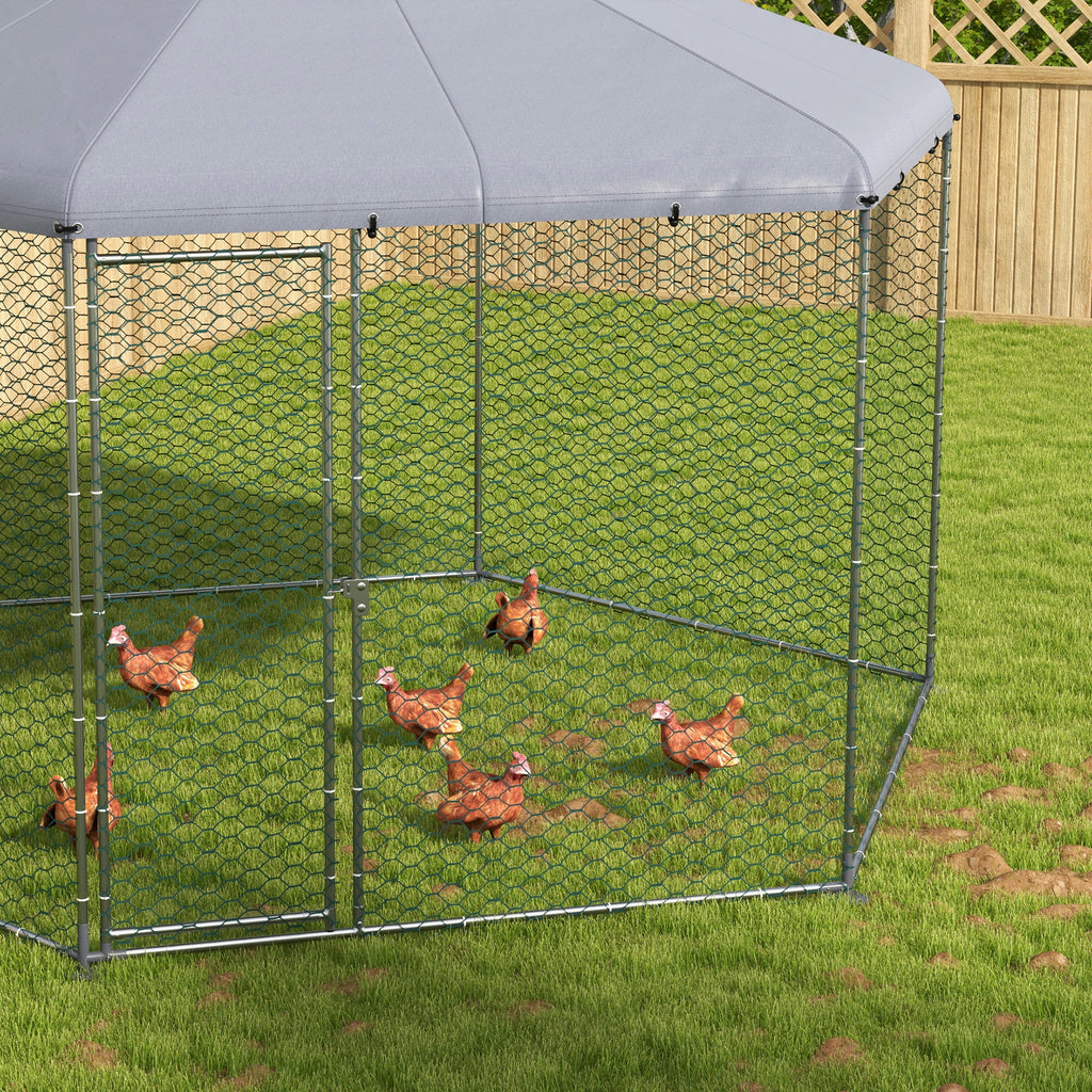 Pawhut fence for hens with roof and stainless stainless door for 10-15 animals, 4x3.5x2.6m - Borgè