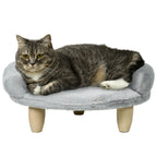 Plush Dog and Cat Sofa Bed with Removable Backrest, 47x40x20 cm, Grey