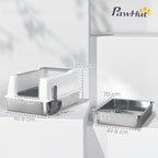 Waterproof Cat Litter Box with Raised Sides, Tray and Scoop, Made of ABS, 71x50.8x35.5 cm, White