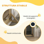 PawHut Extendable Dog Gate with Door and 2 Panels, Triangular Feet, 112-159x70 cm, Natural Wood