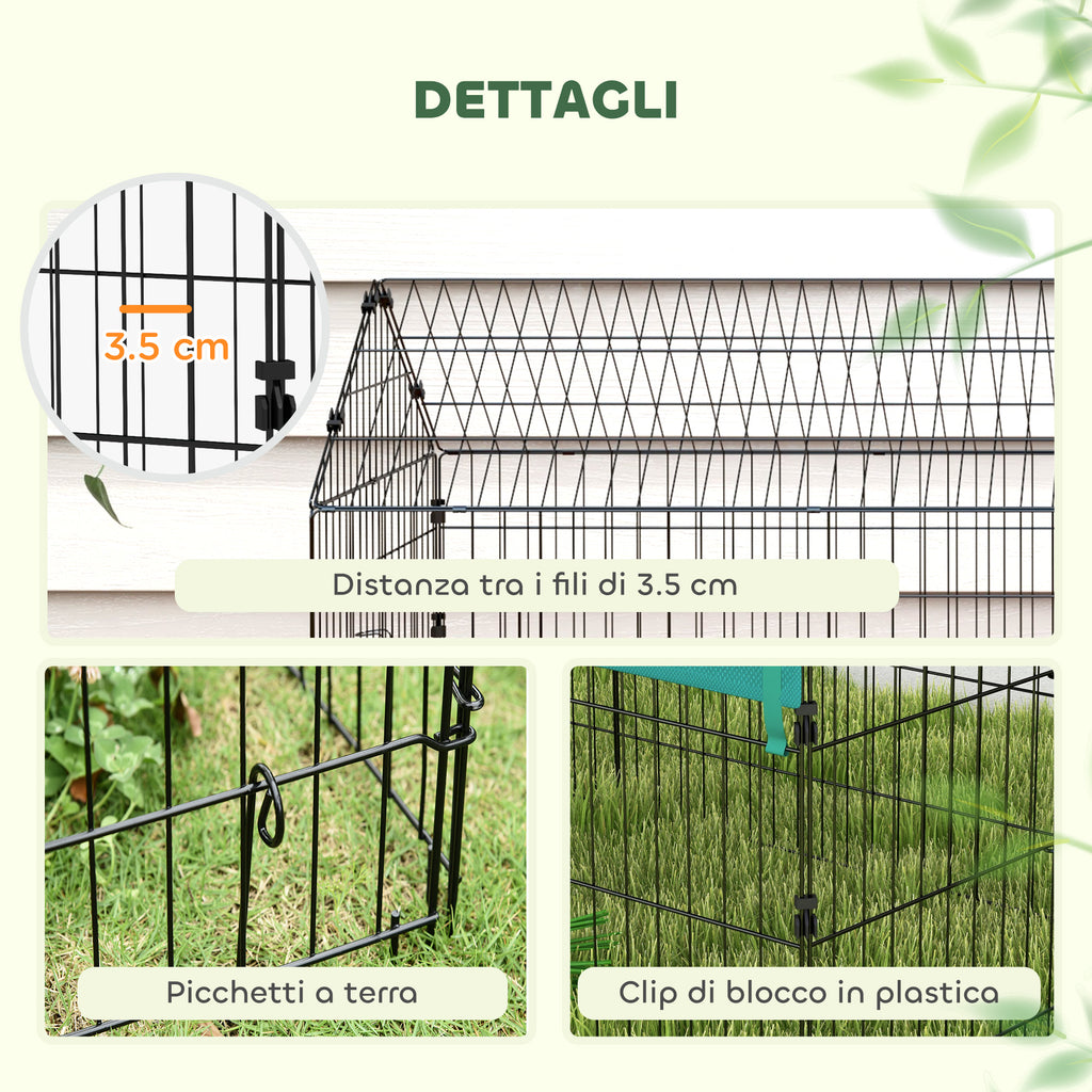 PawHut Outdoor and Indoor Rabbit Cage with Roof, 185x75x75 cm, Green
