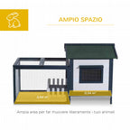 Outdoor Rabbit Hutch in Fir Wood with House and Exercise Area, 151x78x84.5 cm, Green and White