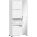 HOMCOM Shoe Rack with Mirror, 4 Drawers with Flap, Entrance Shoe Cabinet, White