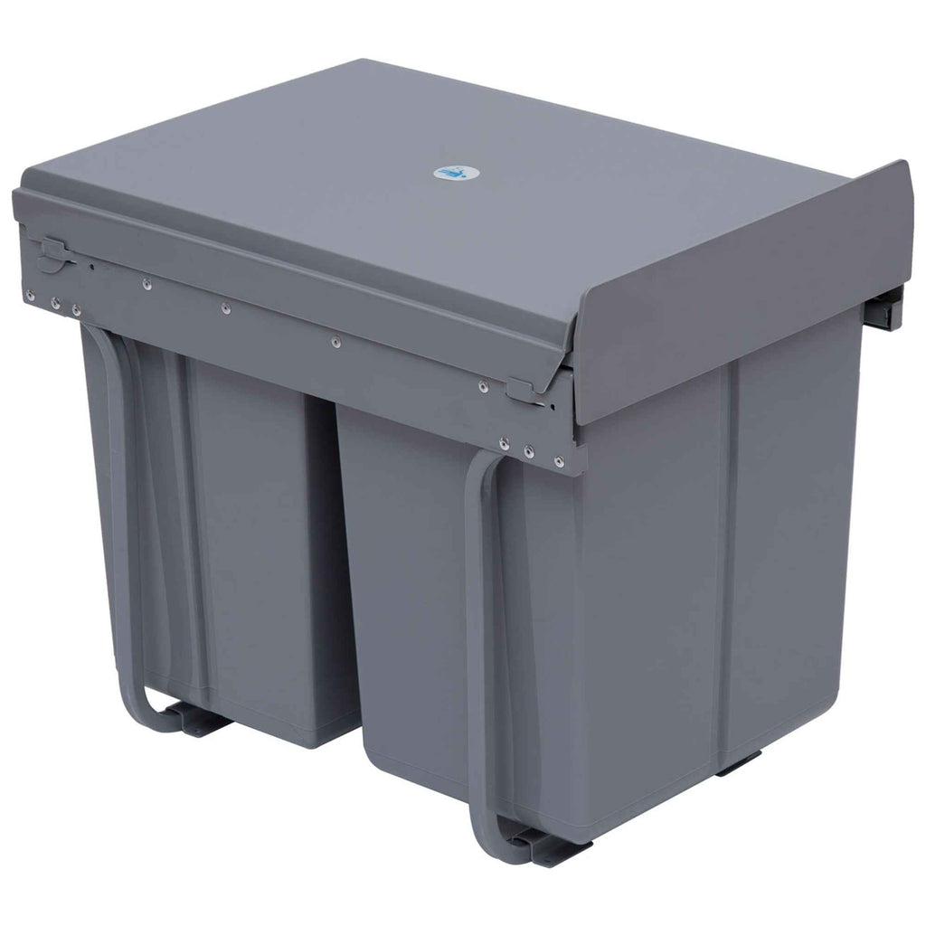 HOMCOM 40L Pull-Out Waste Bin with 3 Recycling Bins, 48 x 34.2 x 41.8 cm, Grey