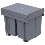 HOMCOM 40L Pull-Out Waste Bin with 3 Recycling Bins, 48 x 34.2 x 41.8 cm, Grey