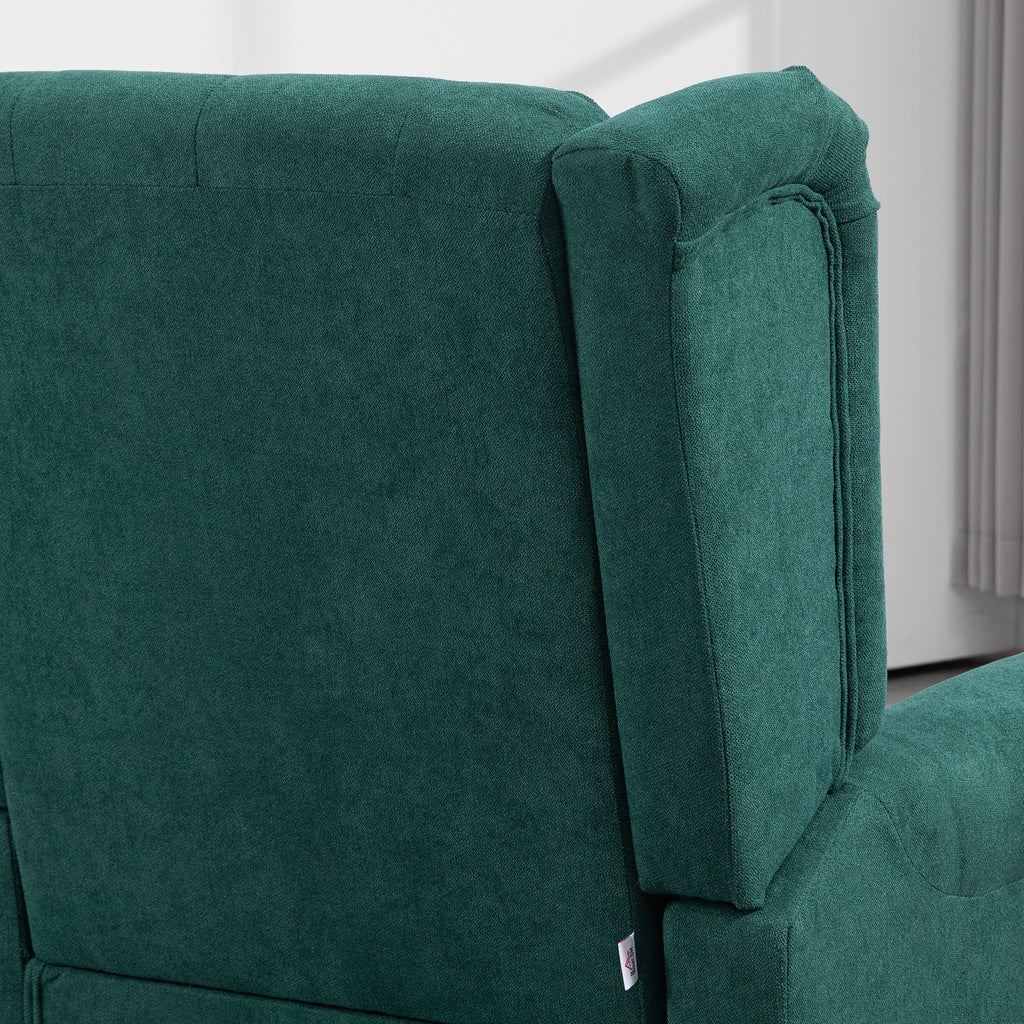 French Style Living Room Armchair with Padded Seat and Cushions, Polyester, 74x86x102 cm, Dark Green