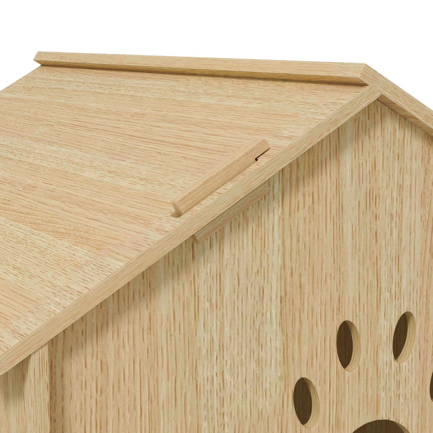 Indoor Dog House with Window and Front Entrance, Wooden, 49.5x41x51 cm, Oak color