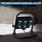6500k LED Work Spotlight with Swivel Head and Support, in Aluminum and Metal, 25.5x16x25.5 cm, Black