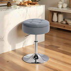 HOMCOM Height-Adjustable Bar Stool with Storage Compartment, Padded Swivel Seat without Backrest, Grey