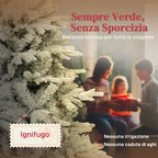 180cm Tall Snow-Covered Christmas Tree with Realistic Branches and Foldable Metal Base