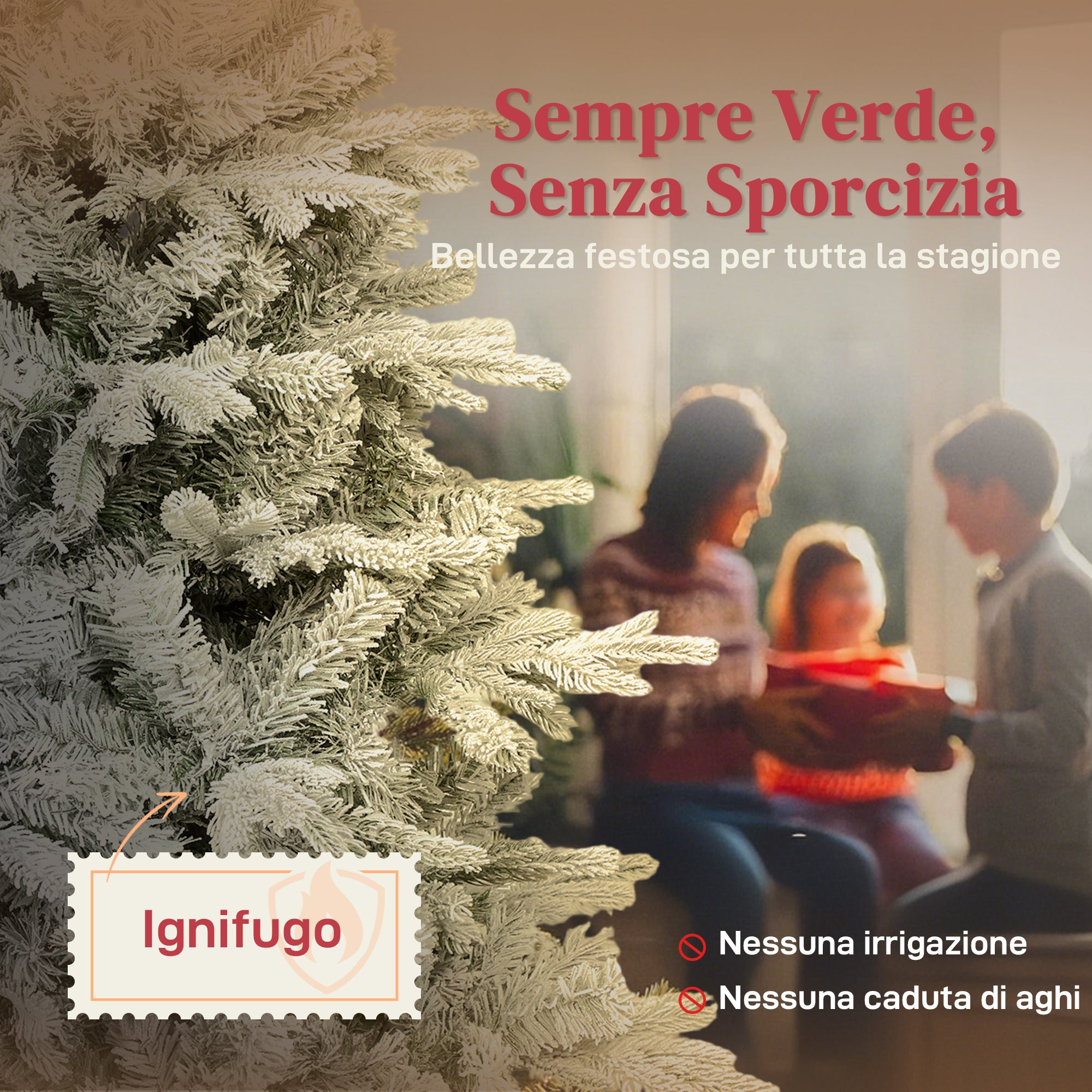 180cm Tall Snow-Covered Christmas Tree with Realistic Branches and Foldable Metal Base