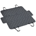 Velvet Dog Car Seat Cover with Non-Slip Backing and Attachment Straps, 160x145cm, Grey