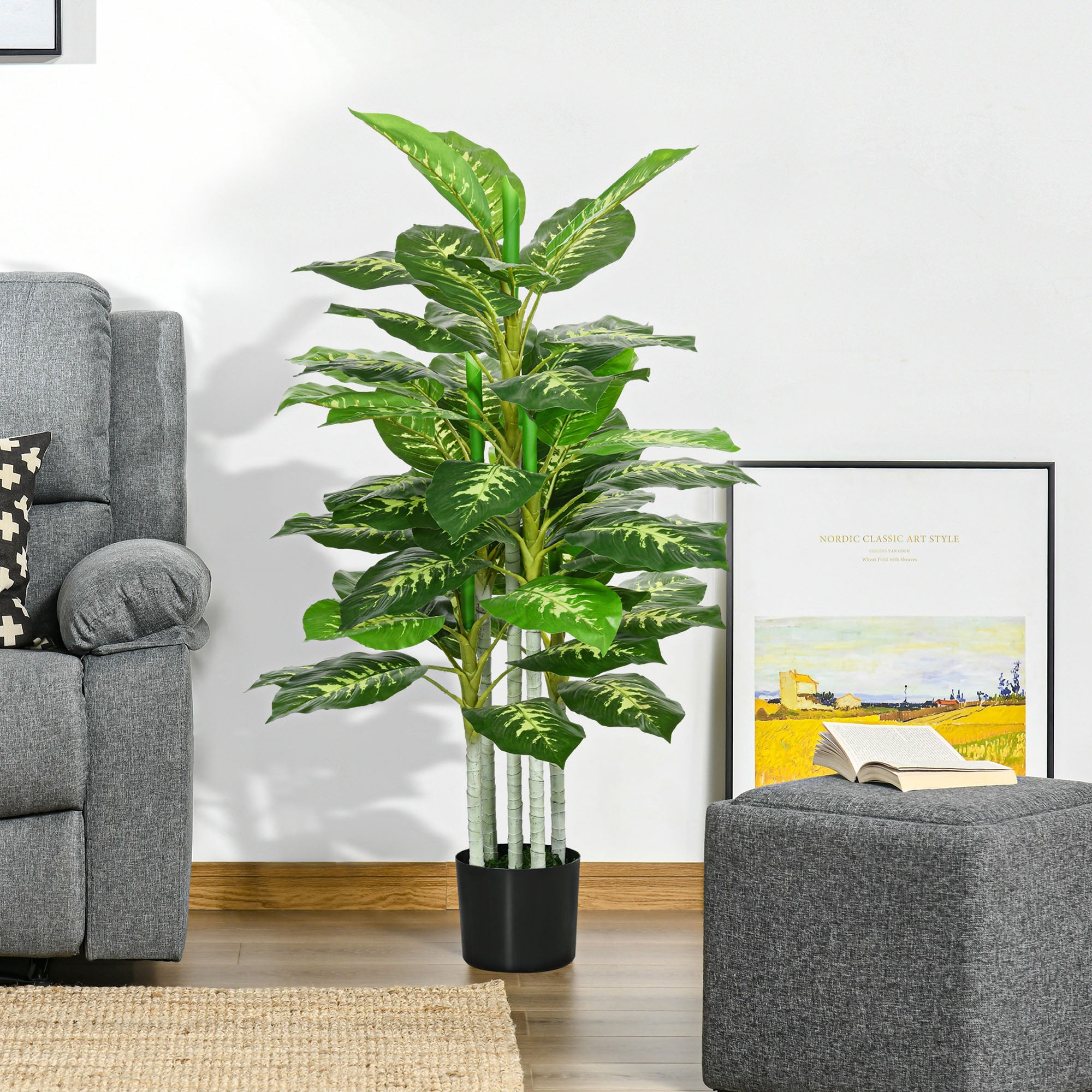 Decorative Artificial Plant 120 cm Tall with Black Pot for Indoor and Outdoor