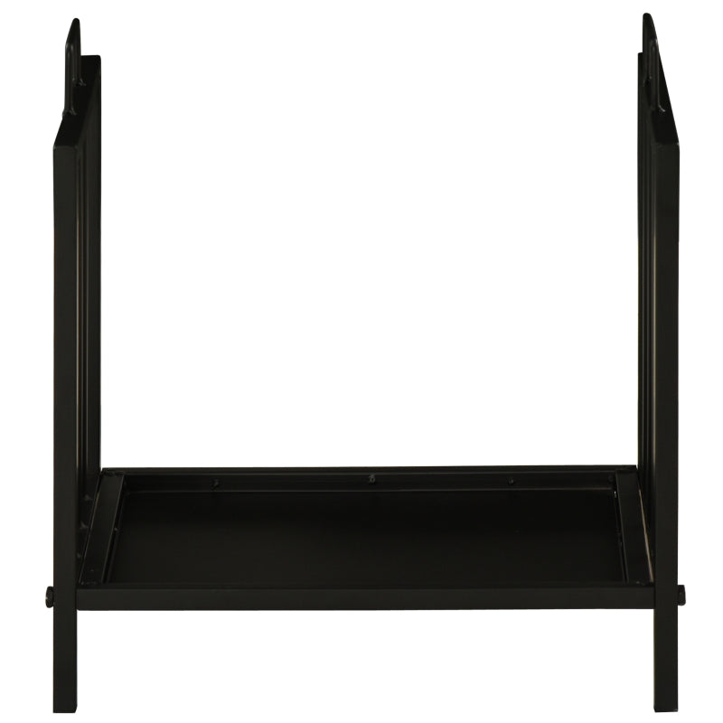 Indoor and Outdoor Metal Log Holder with 2 Handles and Raised Base, 39x32.5x46cm, Black