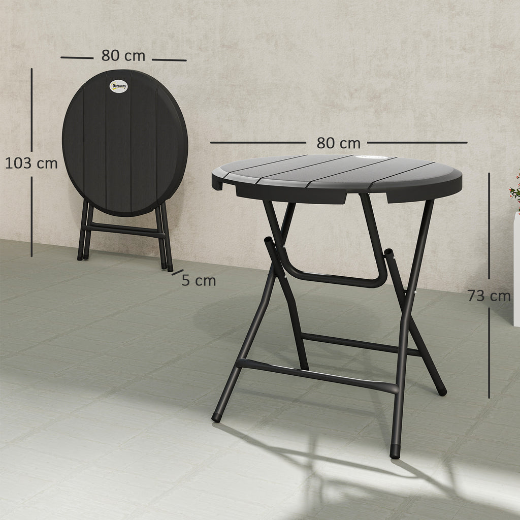 Outsunny Round Folding Garden Table for 4 People in Aluminum and HDPE Plastic, Ø80x73 cm, Gray
