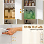 HOMCOM 172cm Bathroom Cabinet with Drawer and Adjustable Shelves, White