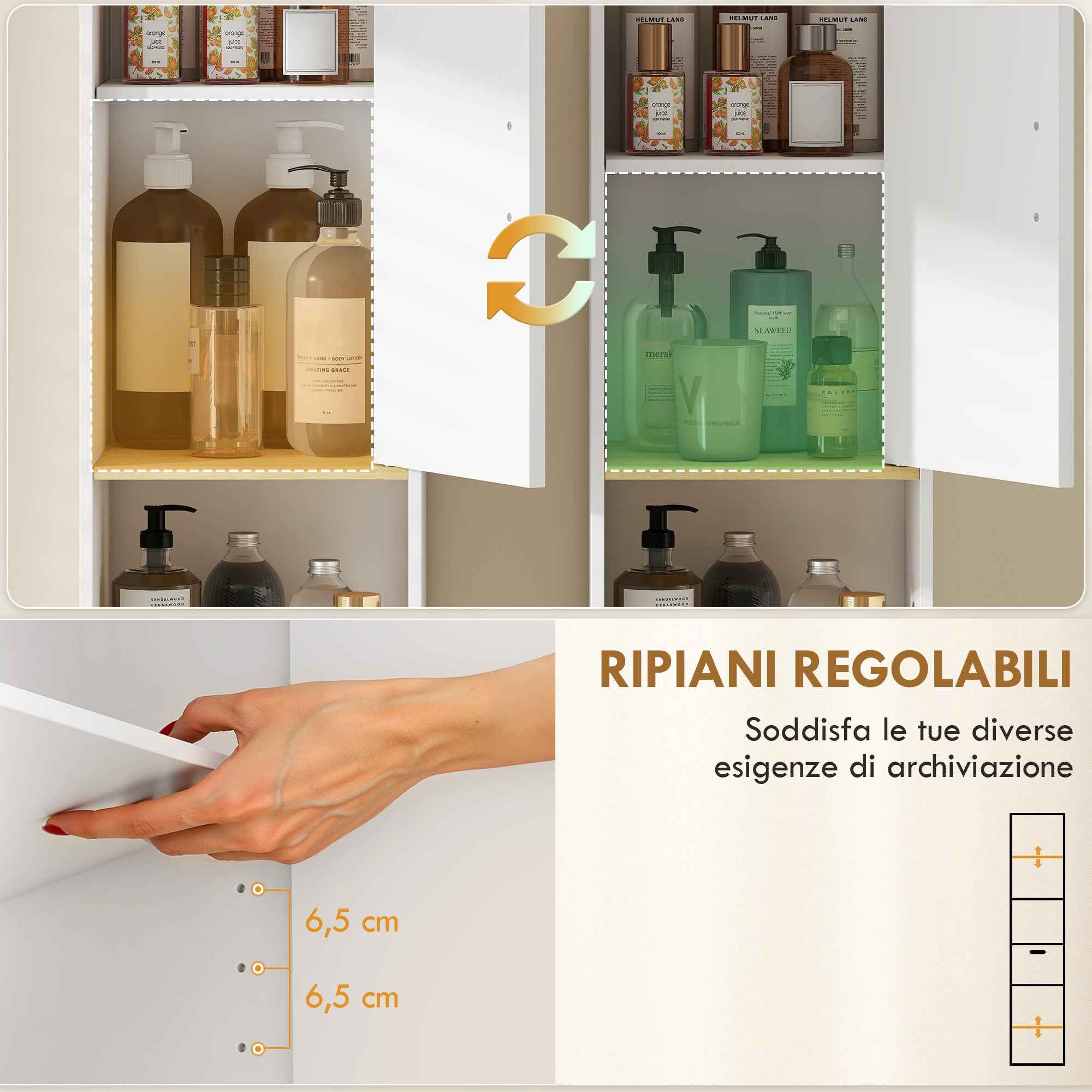 HOMCOM 172cm Bathroom Cabinet with Drawer and Adjustable Shelves, White