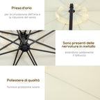 Off-Center Garden Umbrella with Cross Base Included, Metal and Polyester, 3x2.5 m, Beige