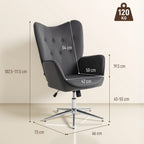 Swivel Lounge Chair with Velvet Armrests, Rocking and Adjustable Height, Dark Grey