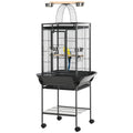 Pawhut cage for parrots with 2 posees and arched staircase, steel, 62.5x62.5x156 cm, gray - Borgè