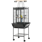 Pawhut cage for parrots with 2 posees and arched staircase, steel, 62.5x62.5x156 cm, gray - Borgè