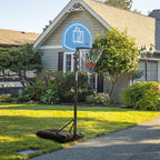 Height-Adjustable Basketball Hoop (197.5-245cm), Wheeled Base and Backboard, Blue