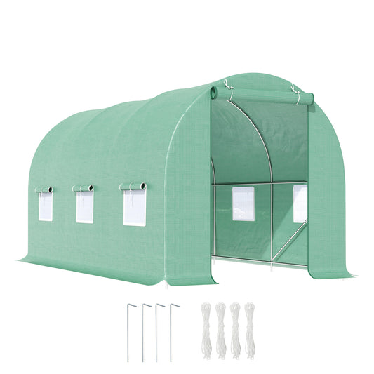 Garden Tunnel Greenhouse 4.5x2x2 m with Rounded Roof, PE & Metal, Green