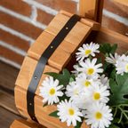 Half Barrel Outdoor Planter in Fir Wood with Raised Vertical Design, 45x45x80 cm - Borge' Group Limited